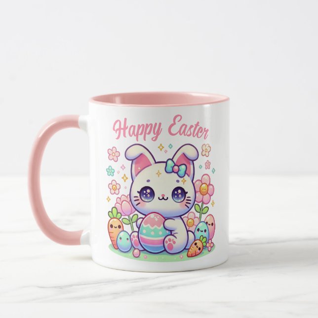 Kawaii Easter Cat Mug – Cute Bunny Ears & Pastel  (Left)