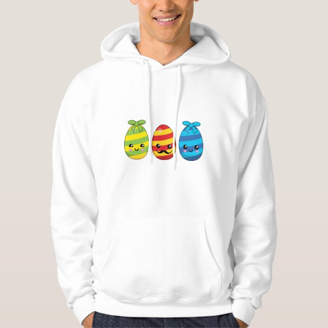 Kawaii Easter Eggs with Ribbons Hoodie (Front)