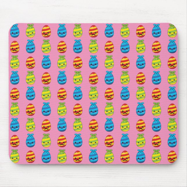 Kawaii Easter Eggs with Ribbons Mouse Pad (Front)
