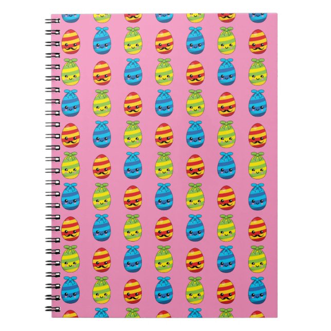 Kawaii Easter Eggs with Ribbons Notebook (Front)