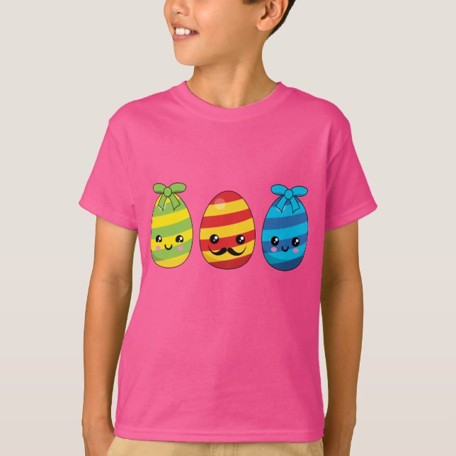 Kawaii Easter Eggs with Ribbons T-Shirt (Front)