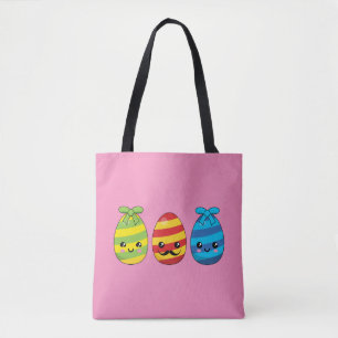 Kawaii Easter Eggs with Ribbons Tote Bag