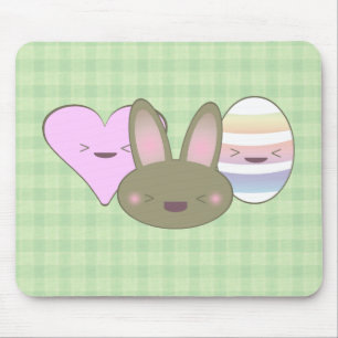 KAWAII EASTER TRIO BUNNY CHOCOLATE EGG HEART HAPPY MOUSE PAD