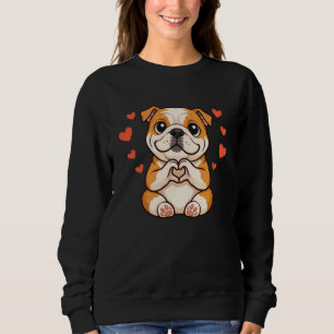 Kawaii English Bulldog Hearts Cute Dog Lover Sweatshirt