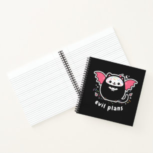 Kawaii Evil Plans Notebook with Winged Kitty