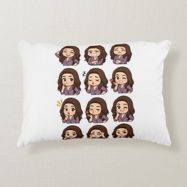 Kawaii Expression Throw Pillow – Boss Babe Vibes (Front)