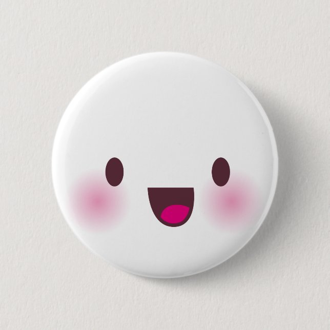 Kawaii face 6 cm round badge (Front)