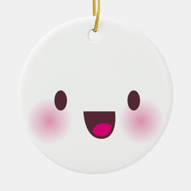 Kawaii face ceramic tree decoration (Front)