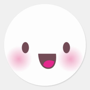 Kawaii face classic round sticker