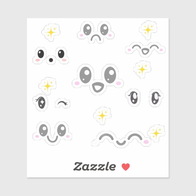 Kawaii Face Expression Stickers (Sheet)