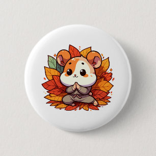 Kawaii fall hamster yoga 6 cm round badge