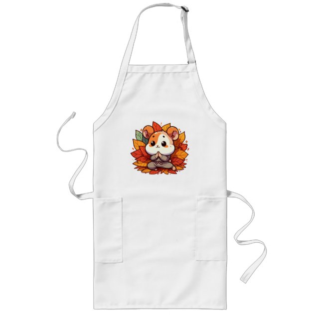 Kawaii fall hamster yoga long apron (Front)