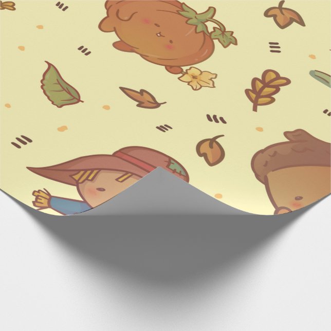Kawaii Fall Wrapping Paper  (Corner)