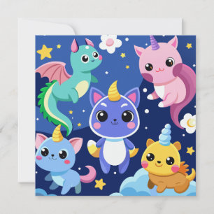 Kawaii Fantasy Creatures Invitation