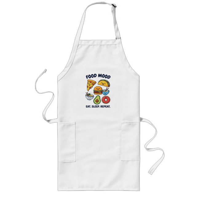 Kawaii Fast Food Mood Patterns Long Apron (Front)