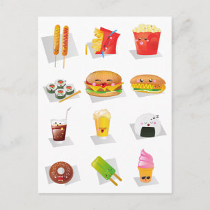 kawaii fast food postcard