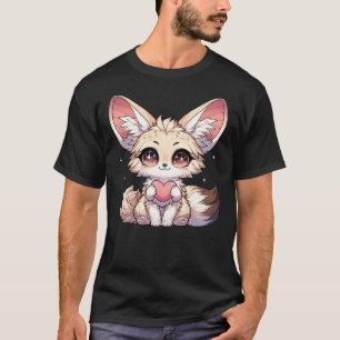 Kawaii Fennec Fox Valentines Day Kids Teen Girls O T-Shirt