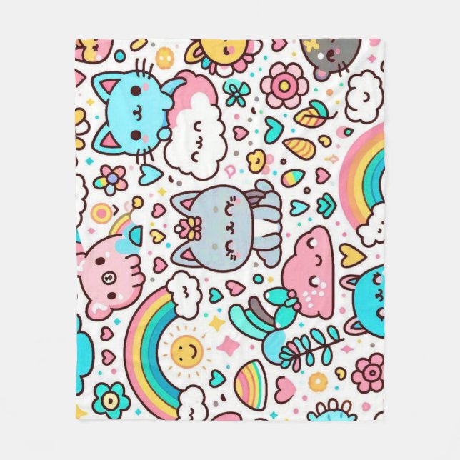 Kawaii Fleece Blanket (Front)