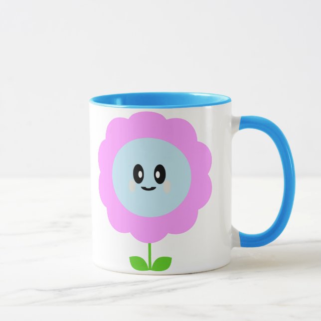 KAWAII FLOWER PURPLE BLUE MUG (Right)