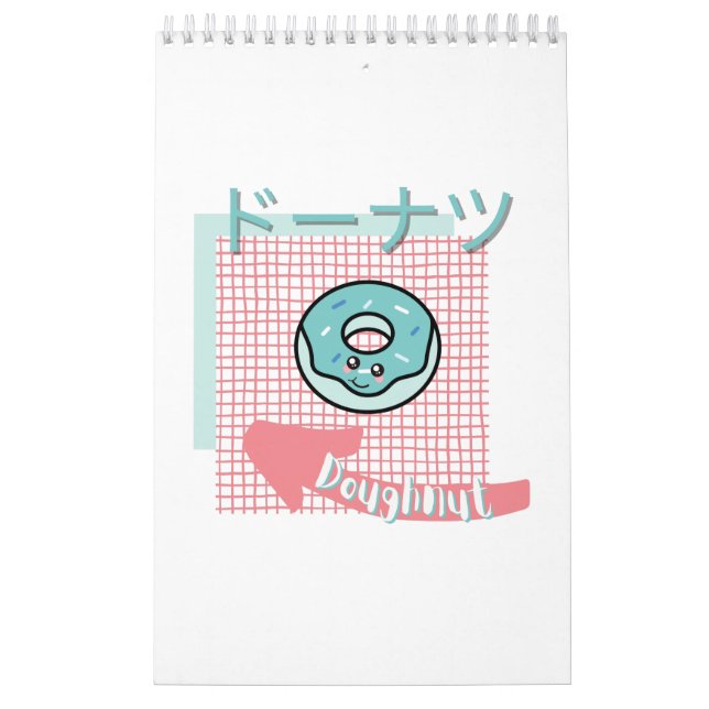kawaii food- cute Doughnut, pink, turquoise Calendar (Cover)