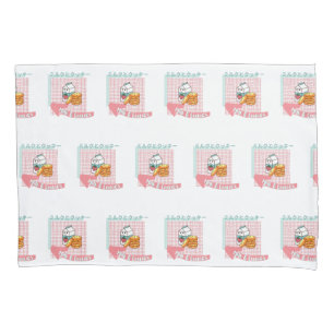 kawaii food- cute Milk and Cookie, pink, turquoise Pillowcase
