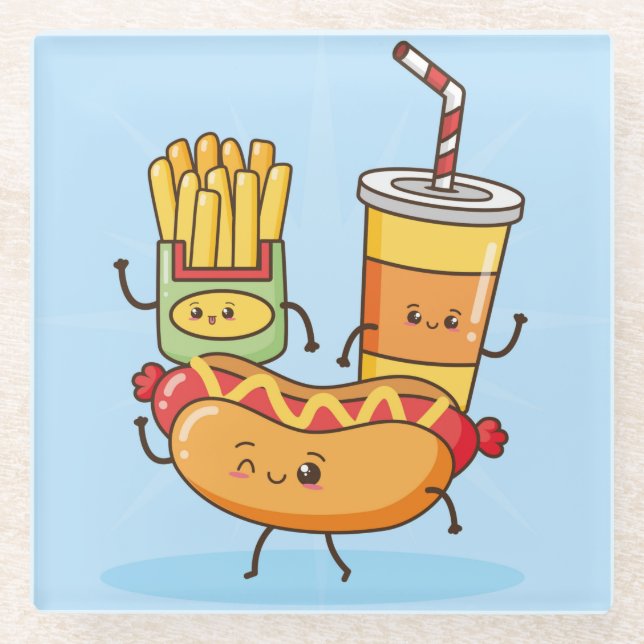 Kawaii Food Glass Coaster (Front)