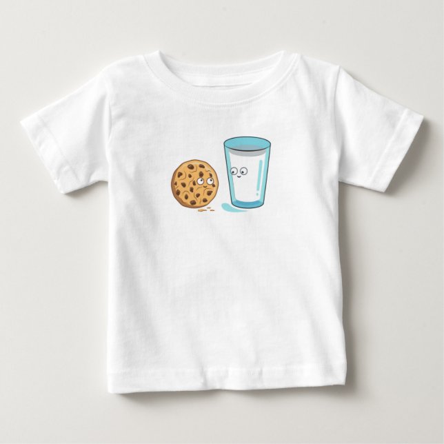 Kawaii Food Milk and Cookies  Baby T-Shirt (Front)