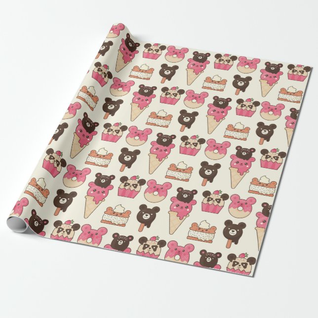 Kawaii Food Wrapping Paper (Unrolled)