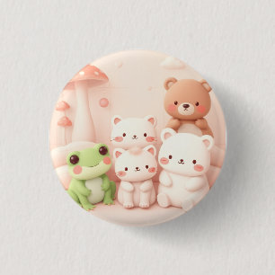 Kawaii Forest Friends Bear Frog and Bunny Nursery 3 Cm Round Badge