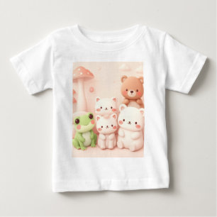 Kawaii Forest Friends Bear Frog and Bunny Nursery  Baby T-Shirt