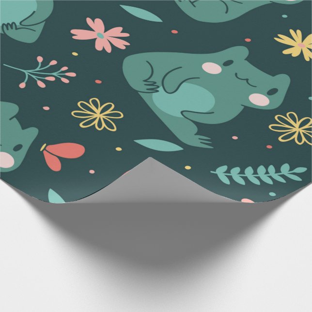 Kawaii Forest Frog Wrapping Paper (Corner)
