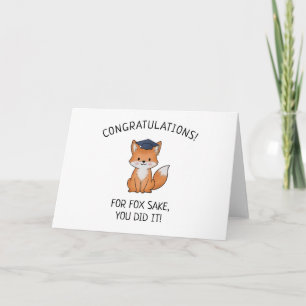 Kawaii Fox Pun New Grad Graduation Punny Greeting Card