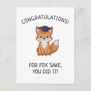 Kawaii Fox Pun New Grad Graduation Punny Greeting Postcard
