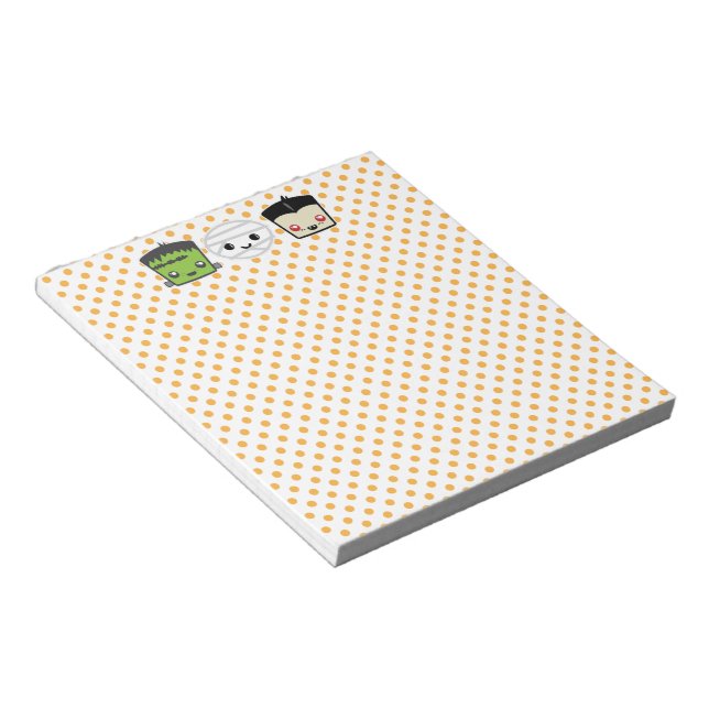 Kawaii Frankenstein Mummy Dracula Notepad (Angled)