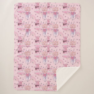 Kawaii Freakshake Pattern – Pastel Purple Sherpa Blanket