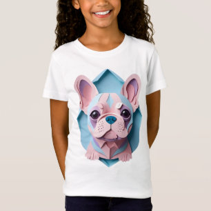 Kawaii French Bulldog Pastel Paper Cutting Art T-Shirt