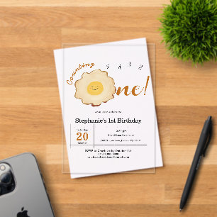 Kawaii Fried Egg 1st Birthday Acrylic Invitations