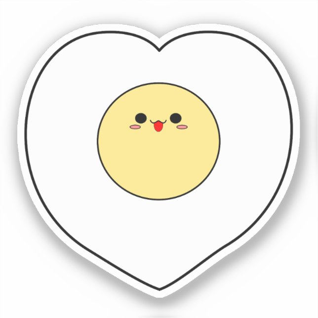 Kawaii Fried Egg Vinyl Sticker | Heart Shape (Front)