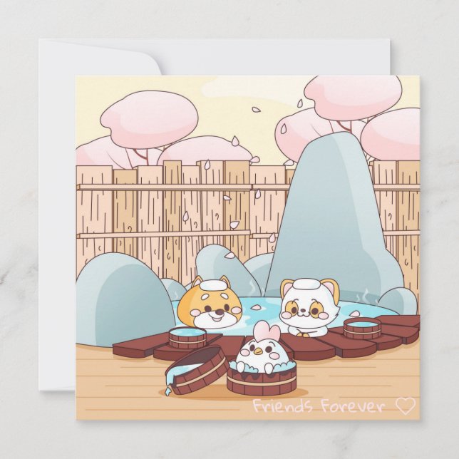 Kawaii friends holiday card (Front)