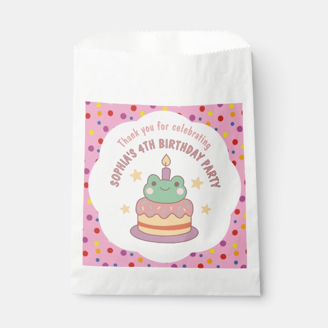 Kawaii Frog Birthday Cake Custom Favour Bags (Front)