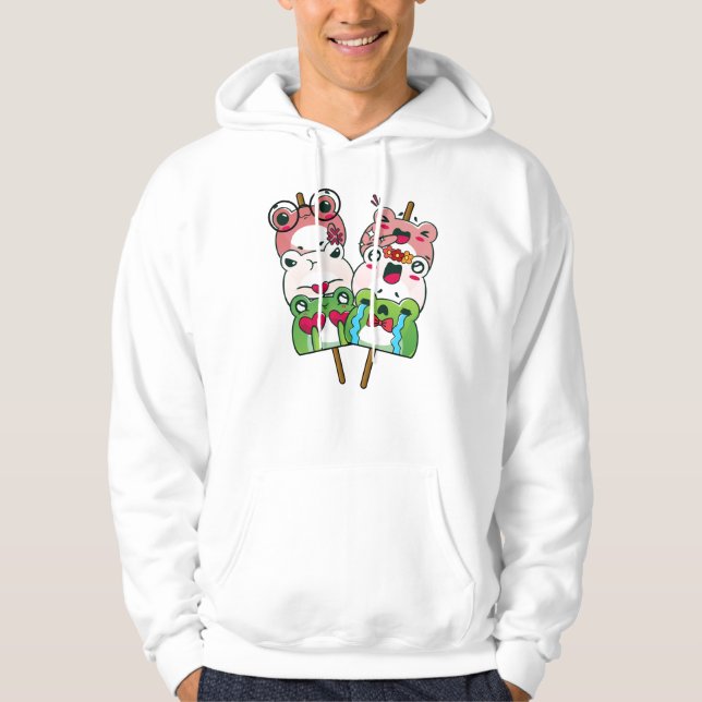 Kawaii Frog Dango Twin Skewers Hoodie (Front)