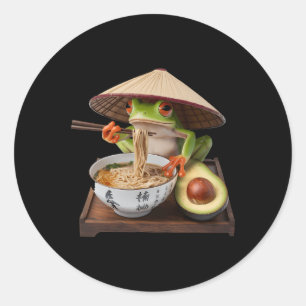 Kawaii Frog Eating Ramen Japanese Noodles Classic Round Sticker