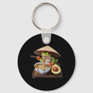 Kawaii Frog Eating Ramen Japanese Noodles Key Ring