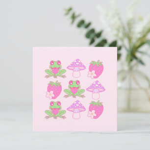 Kawaii Frog, Mushroom, and Strawberry
