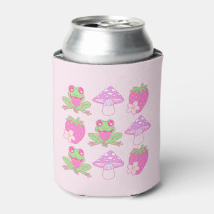 Kawaii Frog, Mushroom, and Strawberry Can Cooler