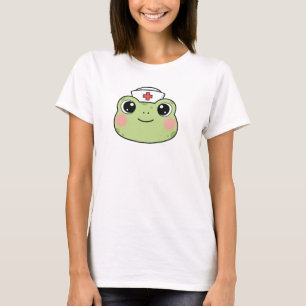 Kawaii Frog Nurse Cap Adorable Healthcare Graphic T-Shirt