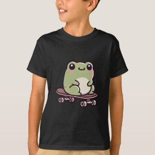 Kawaii Frog On A Skateboard Funny Skateboarding T-Shirt