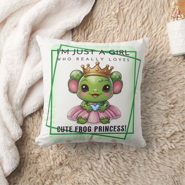 Kawaii Frog Princess Print Cushion (Blanket)