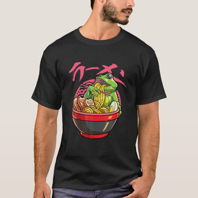 Kawaii Frog Ramen Japanese Noodle Anime Frog T-Shirt (Front)