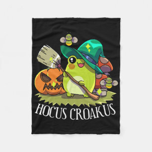 Kawaii Frog Witch Hat Cottagecore Aesthetic Hocus  Fleece Blanket